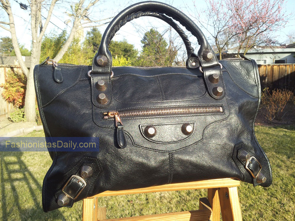 Balenciaga Anthracite Leather Giant Brogues Covered Work Bag  Yoogis  Closet